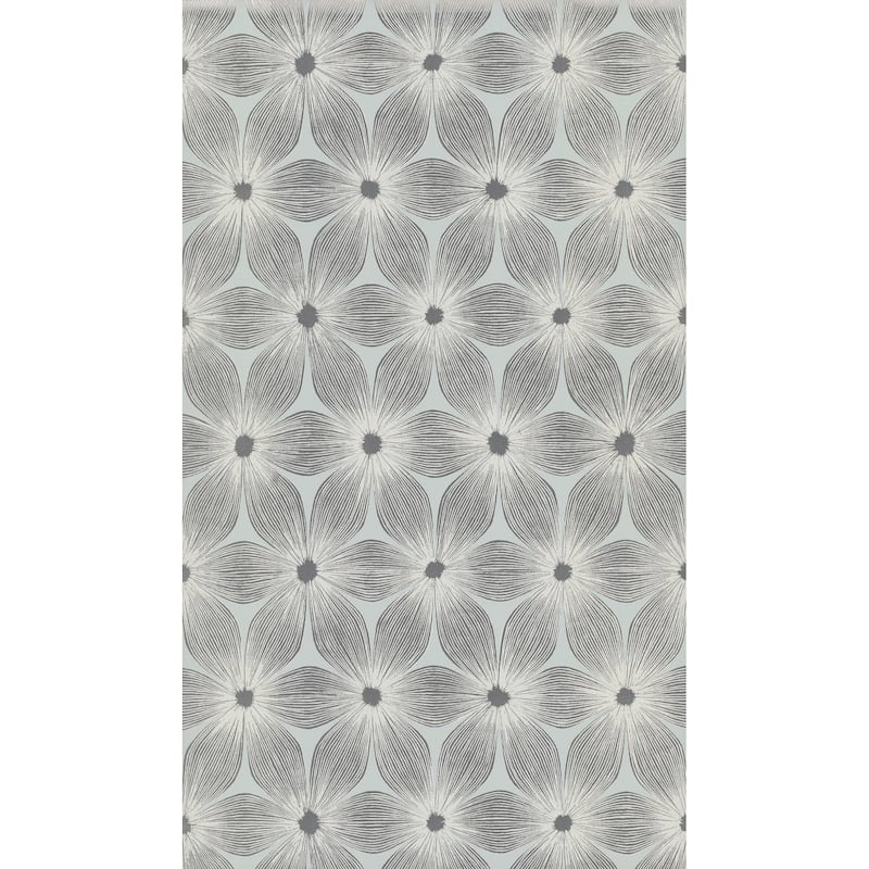 Sall, Everlasting Wallpaper, 21 in x 33 ft = 57.7 sq ft, Wallpaper Roll - Blue/Silver