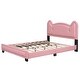 preview thumbnail 6 of 5, Pink Cute Pine Wood Upholstered Platform Bed, Cartoon Ears Headboard, Sturdy Construction
