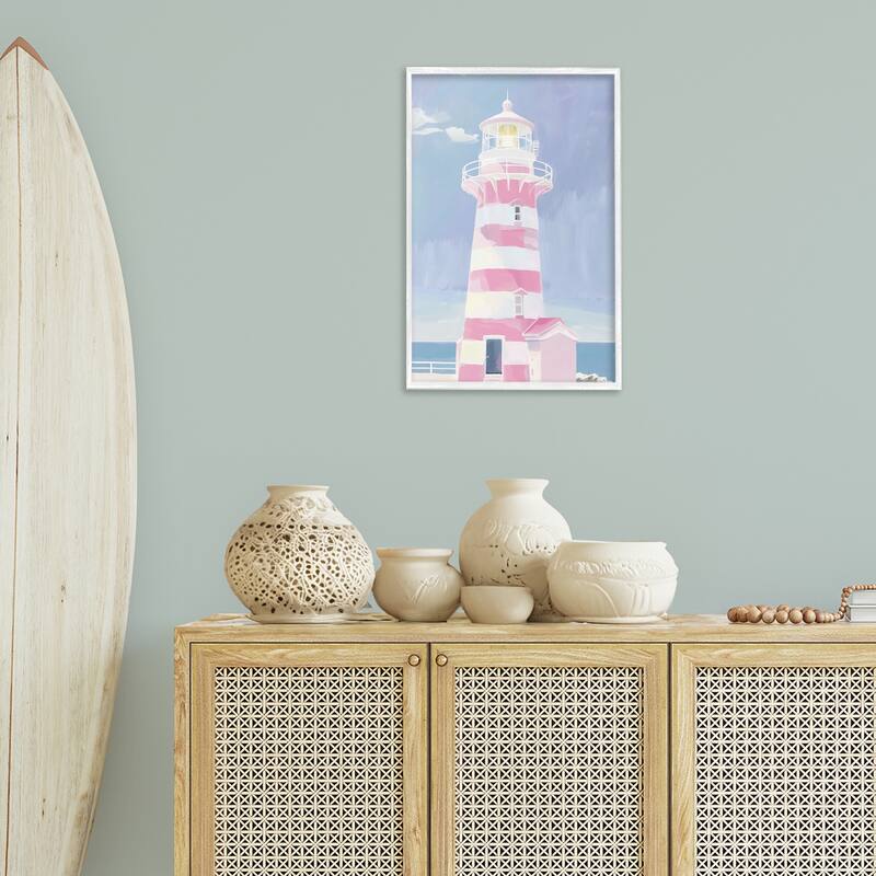 Stupell Muted Coastal Lighthouse Framed Giclee Art Design By Arlington Prints
