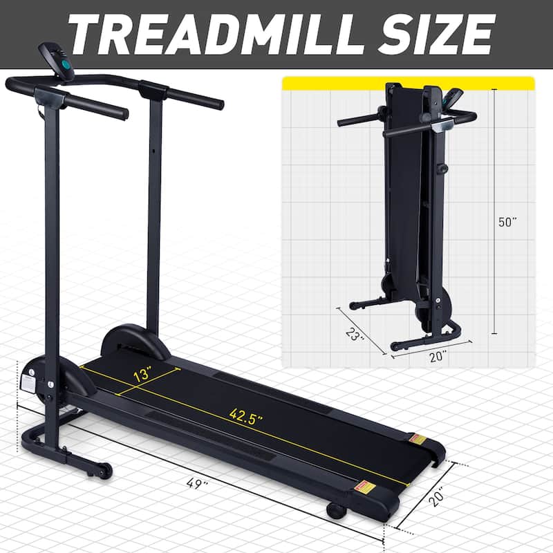 Manual Treadmill with 10掳 Incline Small and Smart LCD Display Foldable