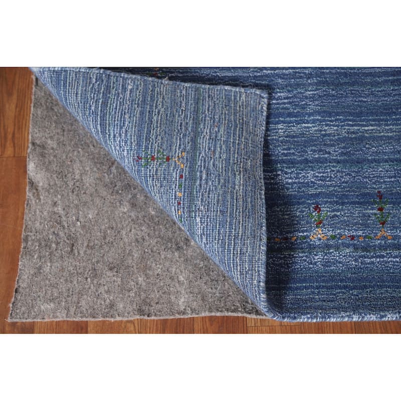 Blue Gabbeh Indian Area Rug Handmade Wool Carpet - 8'0"x 9'8"