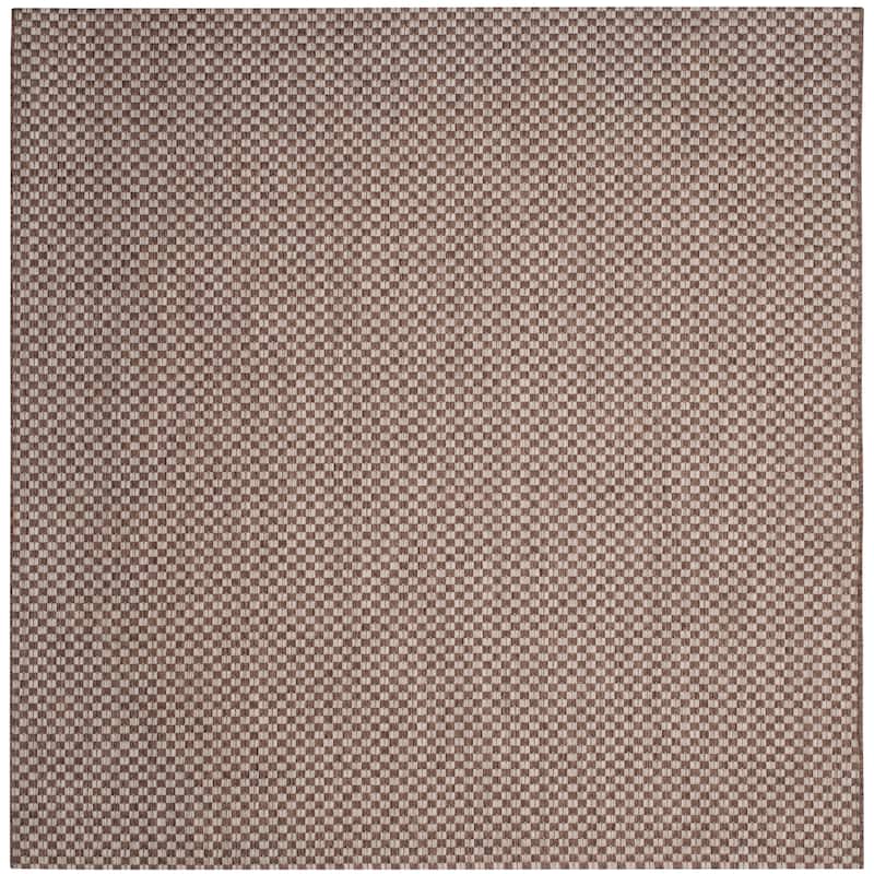 SAFAVIEH Courtyard Judi Indoor/ Outdoor Patio Backyard Rug - 4' Square - Light Brown/Light Grey