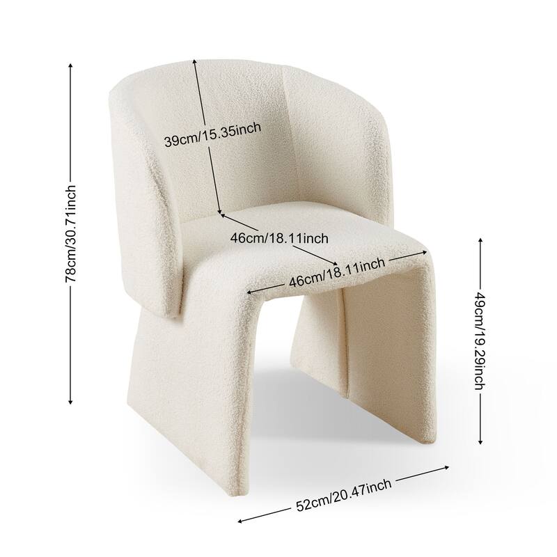 Modern Dining Chair Accent Chair White Single Sofa Chair,Upholstered Side Chair Teddy Comfy Chair for Dining Room/Bedroo