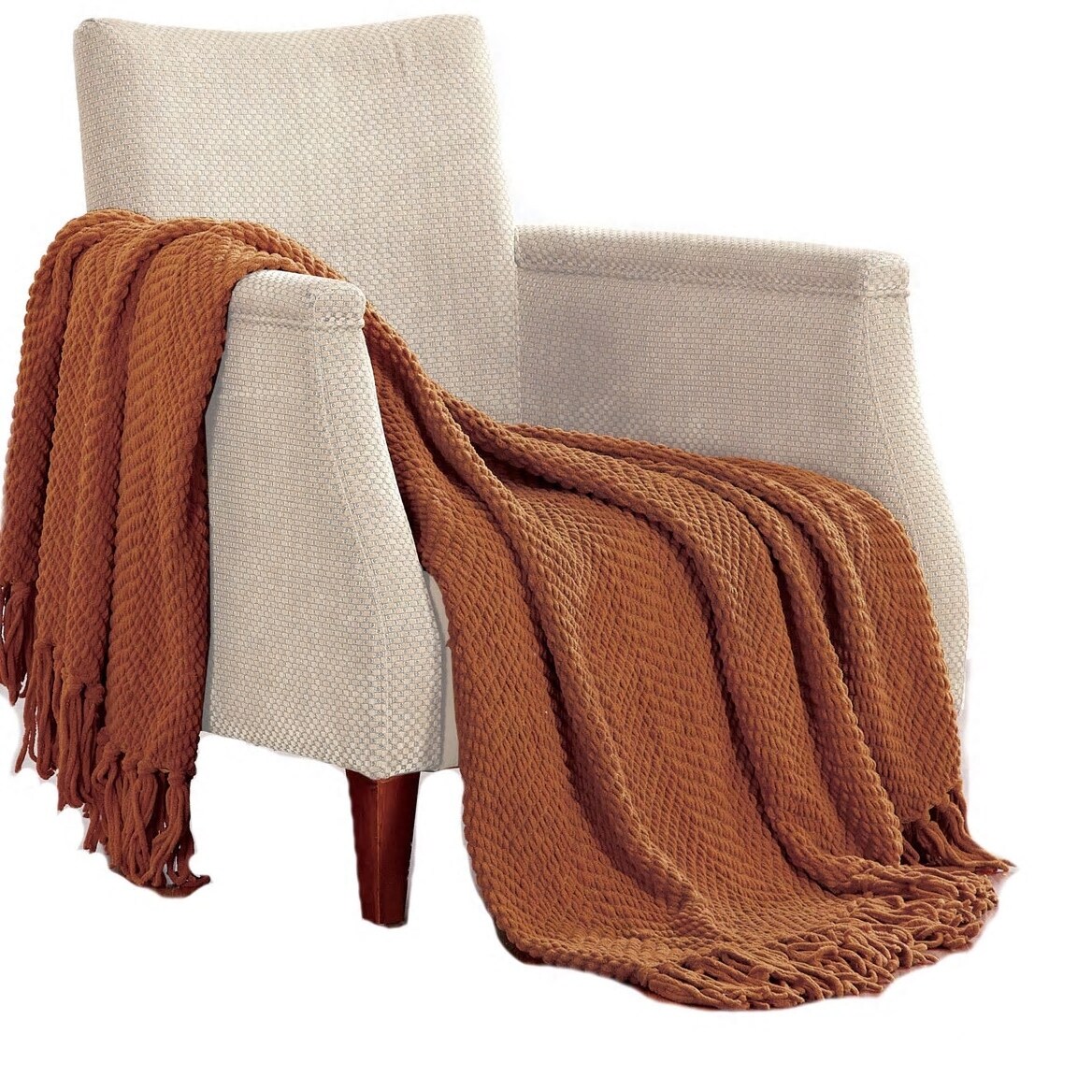 Boon Knitted Tweed Throw Couch Cover Blanket 50 x 60 Silver Blankets