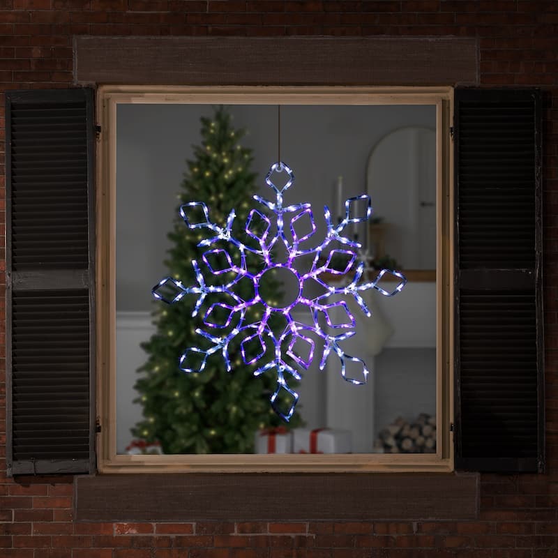 23" Lighted Snowflake Controller Window Silhouette Christmas Decor