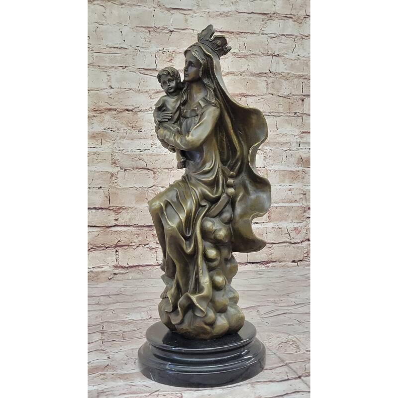 Mother Virgin Mary Madonna Jesus Statue Figurine Bronze Sculpture Home Decor