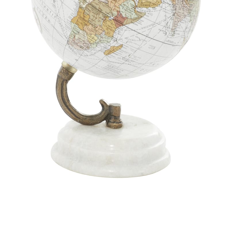 Marble World Map Globe with White Marble Base - White - Roche River Decor