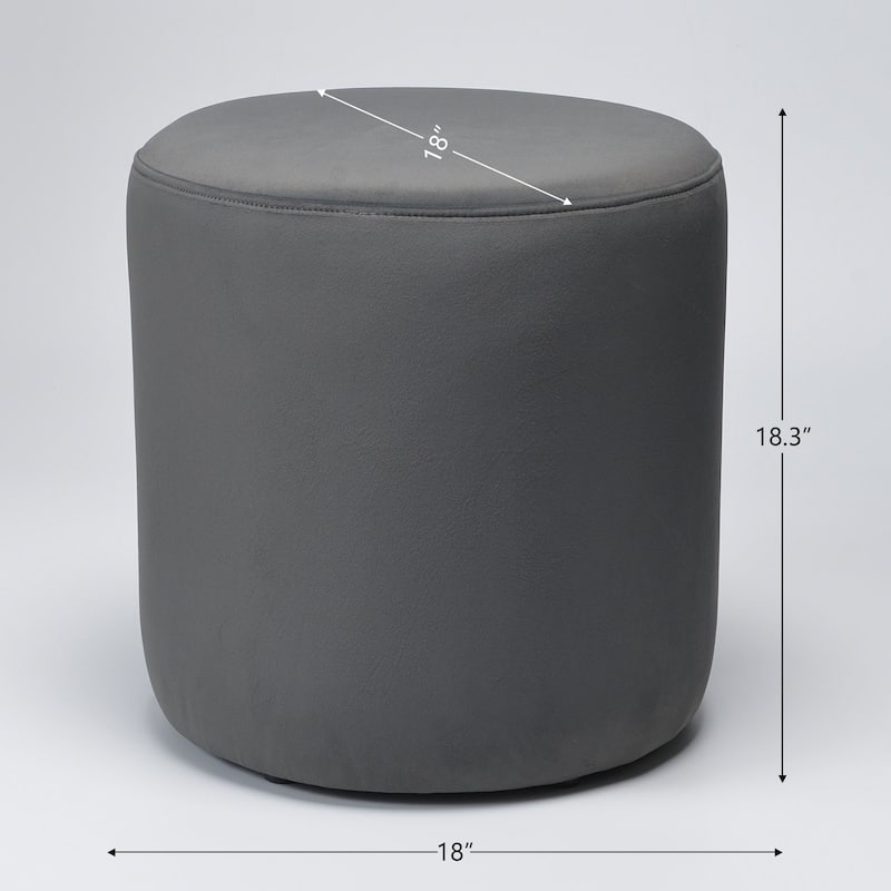 KINWELL Round Upholstered Pouf Ottoman Footrest