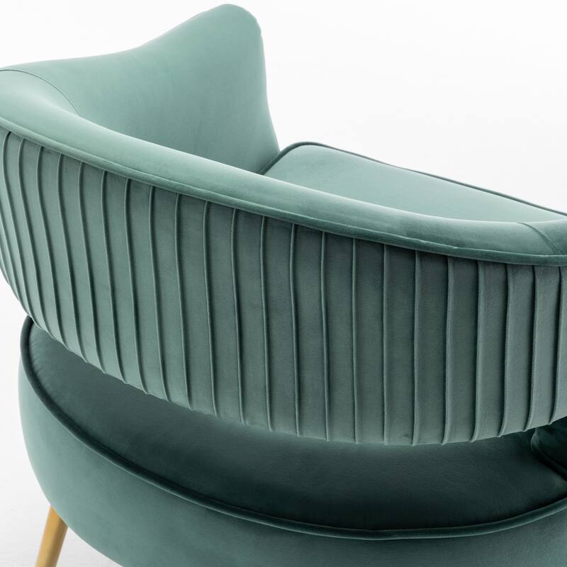 SEYNAR Modern Velvet Accent Arm Vanity Chair with Wingback and Gold Legs for Living Room
