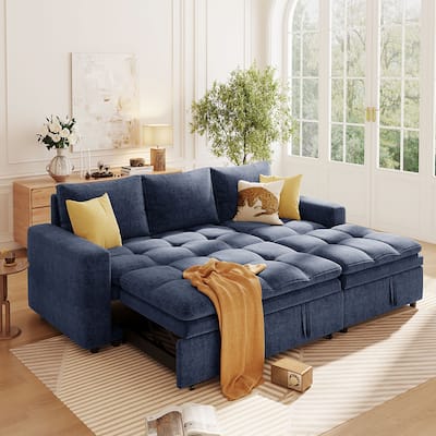 Convertible Sofa Bed with Storage, L-Shaped Design, Upholstered Sofa for Living Room