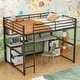 preview thumbnail 16 of 24, Full Size Metal Loft Bed with Desk, Drawers and Bedside Tray, Charging Station, USB and Socket