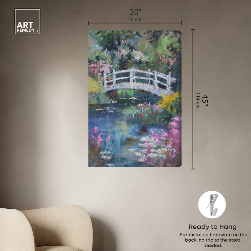 Art Remedy Hidden Garden Gallery Wrapped Impressionism 1 Piece Canvas Wall Art /Monet And Van Gogh Inspired Art