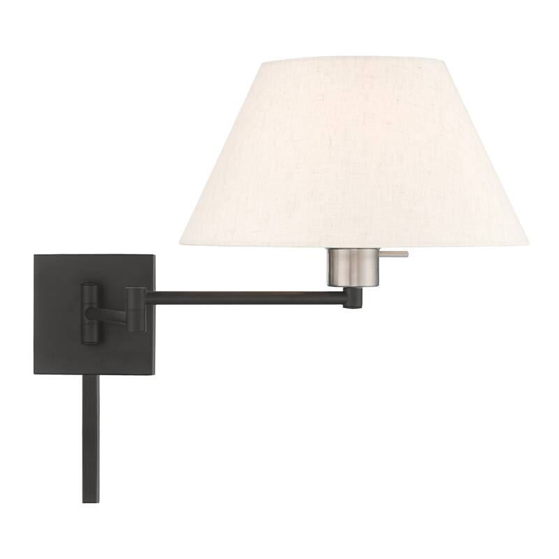 Livex Lighting 1-Light Oatmeal Shade Swing Arm Wall Lamp, 40038