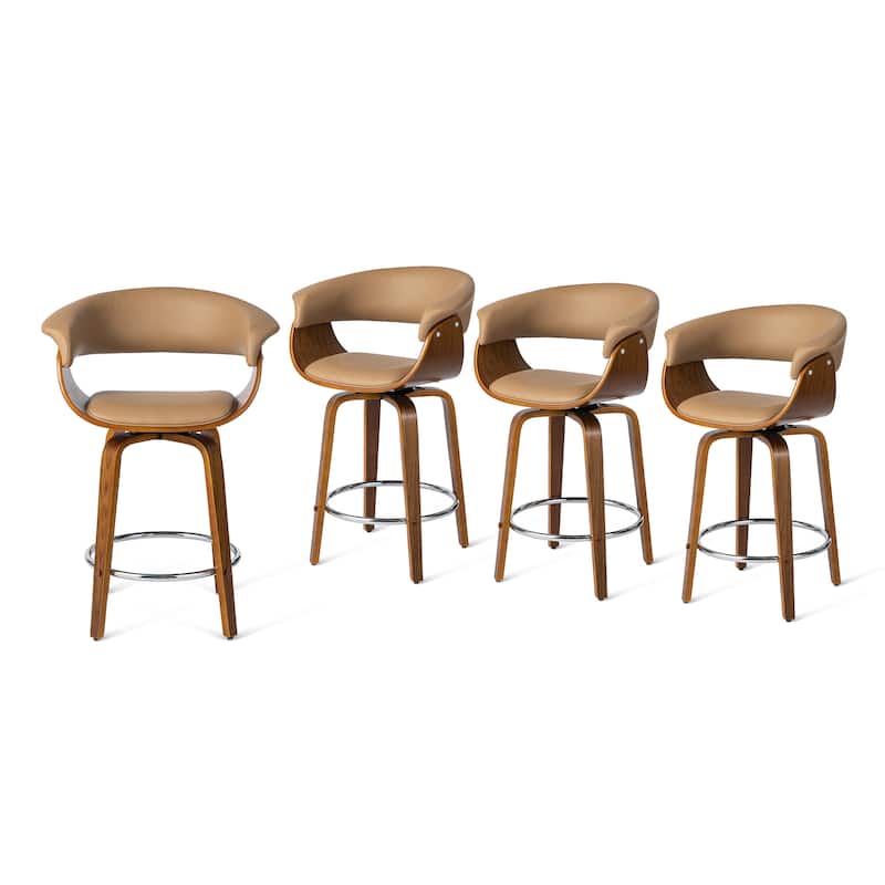 Glitzhome Set of 2 or 4 Modern Counter & Bar Height Wooden Swivel Bar Stools