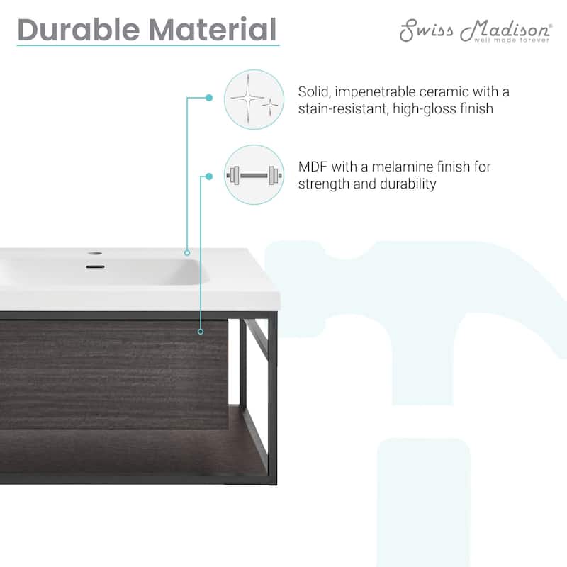 Swiss Madison SM-BV330 Claire 19" Wall Mounted Single Basin Vanity Set