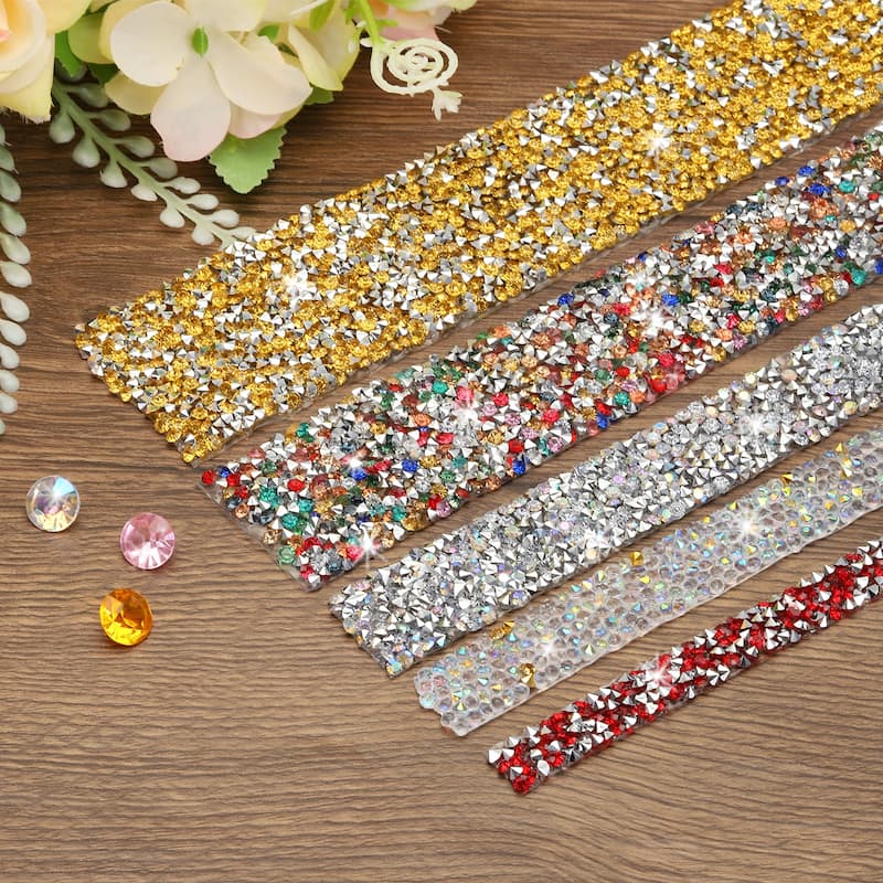 1 Roll 1 Yard Self Adhesive Crystal Diamond Ribbon Silver Base
