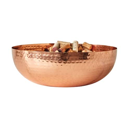 Round Hammered Metal Bowl with Copper Finish