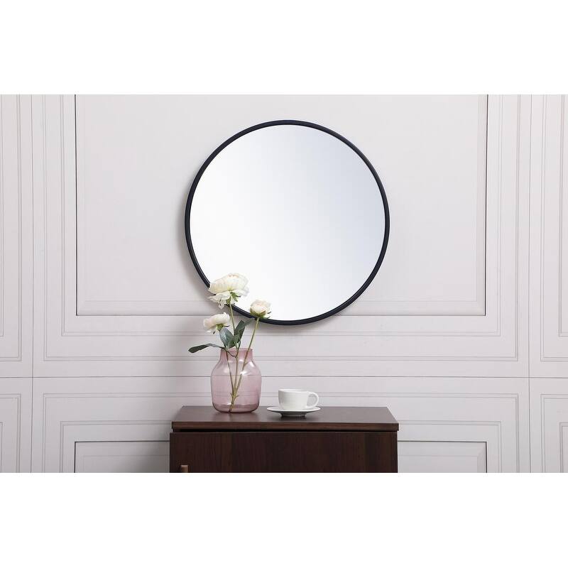 Carson Carrington Labbemala Metal Frame Round Mirror - 18" Diameter - Blue
