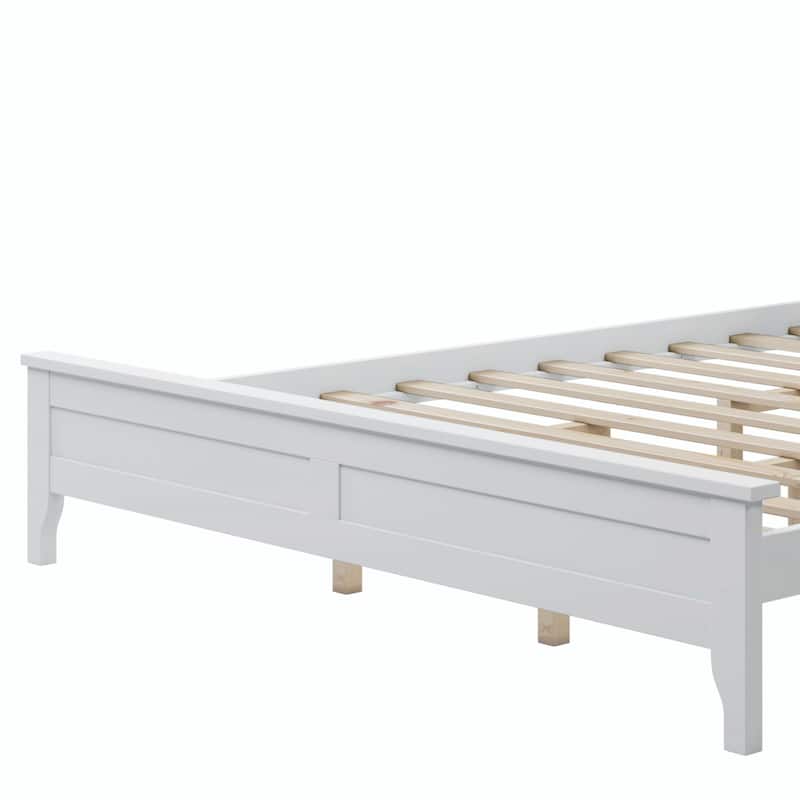 Modern Solid Wood Platform Bed with Sturdy Wooden Slat Support