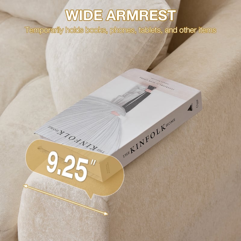 Anmytek 110 Inch Cloud Sectional Couch Upholstered L Shape Modular Sofa with Movable Ottoman Deep Seat