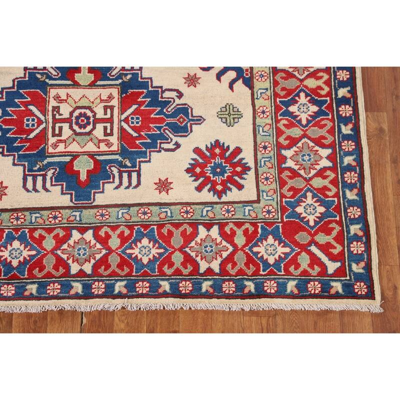 Kazak Area Rug Hand-Knotted Dining Room Wool Carpet - 5'0" x 6'8"