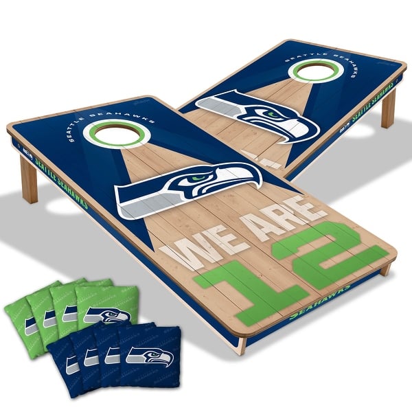 slide 2 of 7, Seattle Seahawks NFL 2x4 Professional Cornhole Board Set Include Carrying Case