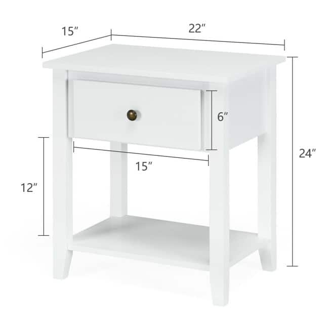 Nightstand Beside Sofa Table End Table with Drawer & Shelf - 15" x 22" x 24" (L x W x H)