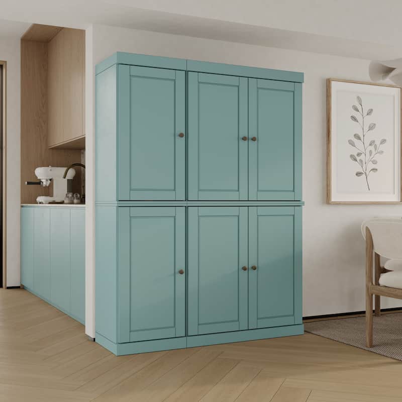 Palace Imports 100% Solid Wood China Pantry with Glass or Solid Wood Doors and 2-Drawers - 48.5" x 71.5"