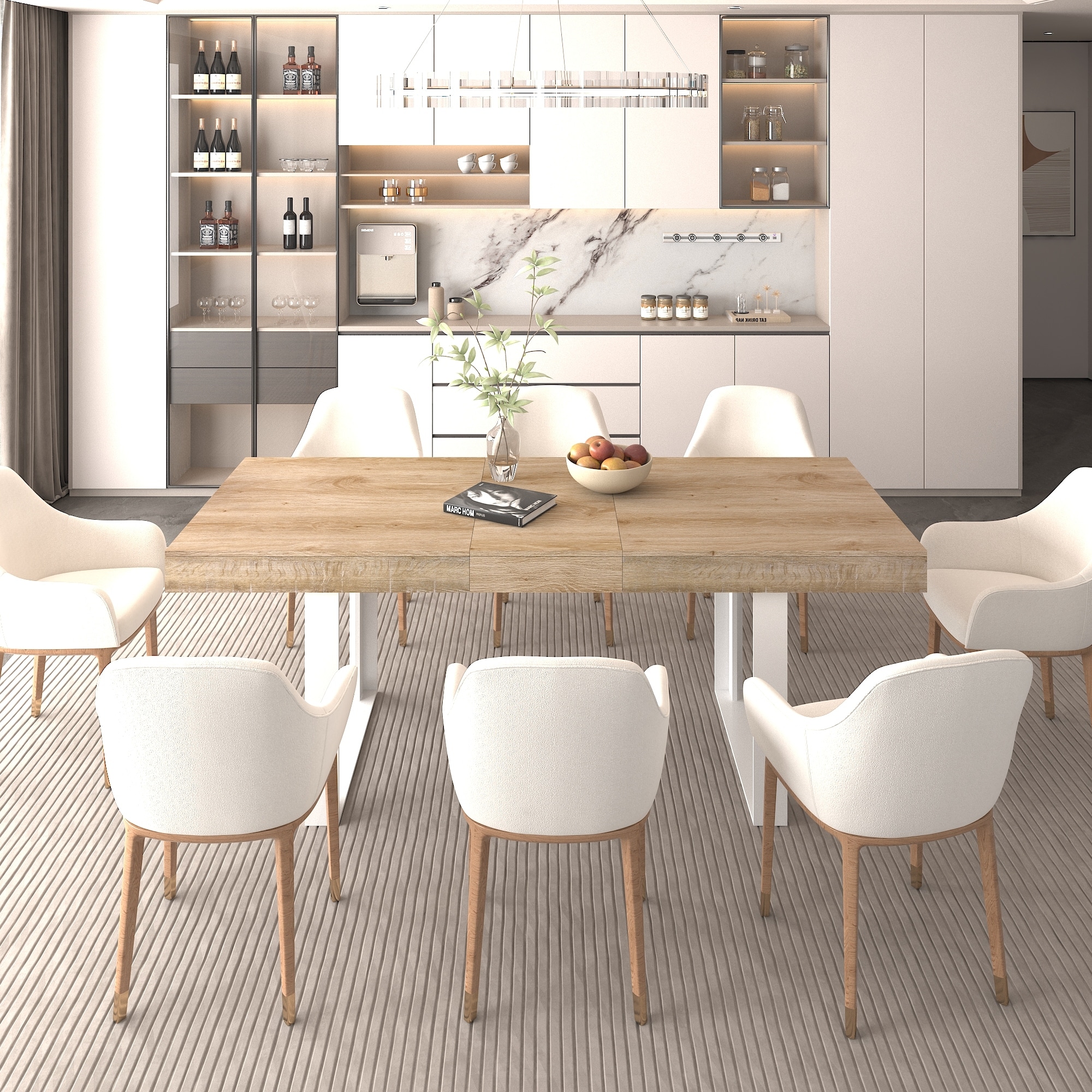 Extendable Dining Room Table for 6 8 10,Farmhouse Wooden Kitchen Expanding Table,Large Expandable Dining Room Conference Table