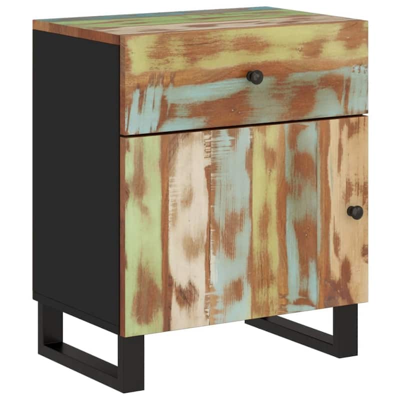 vidaXL Bedside Cabinet 19.7"x13"x23.6" Solid Wood Mango&Engineered Wood