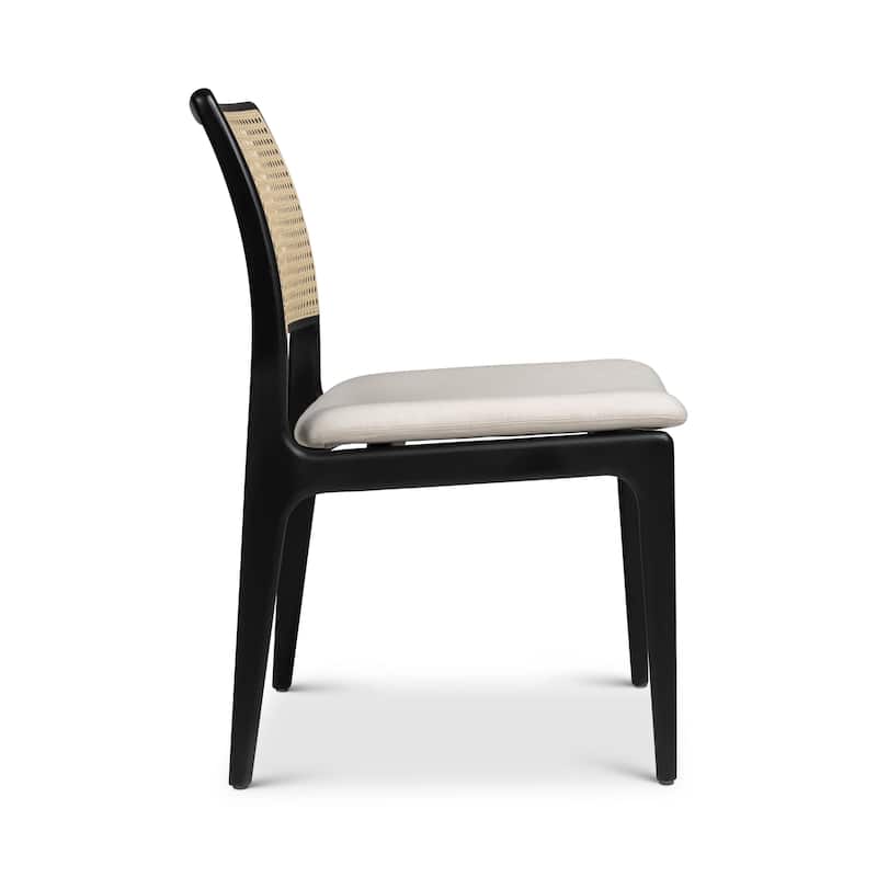 Modern Brazilian - Charlotte - Cane Side Chair - Medley Ivory Seat - Ebano Frame - Natural Cane Webbing