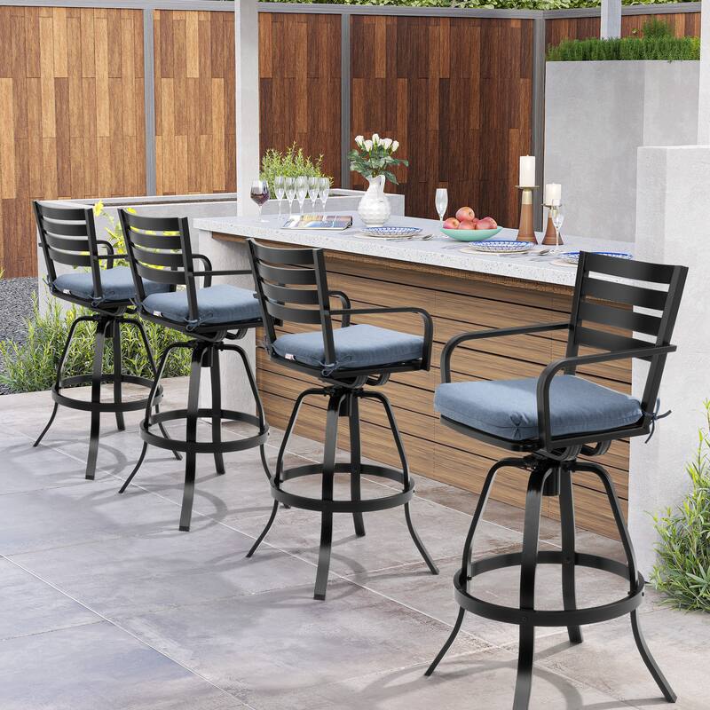 Outdoor Patio Swivel Aluminum Bar Stools Dining Chairs with Sunbrella Cushion