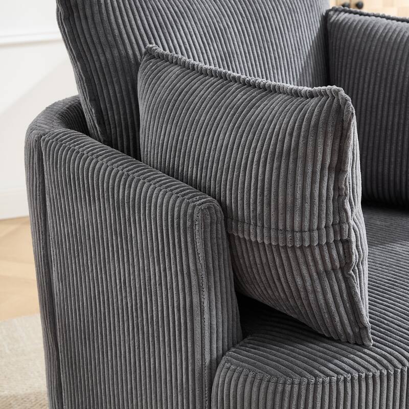 GDFStudio - Thaddeus Swivel Chair in Solid Wood Frame with 360° Metal Base.