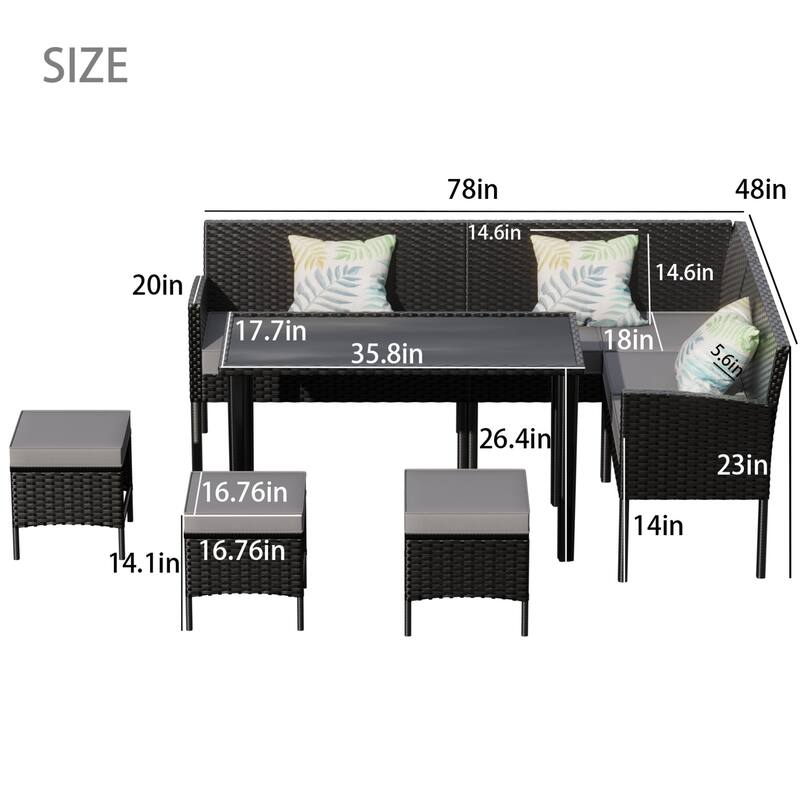 7-Piece Outdoor Patio Conversation Set Outdoor Furniture Set with Waterproof Cushions