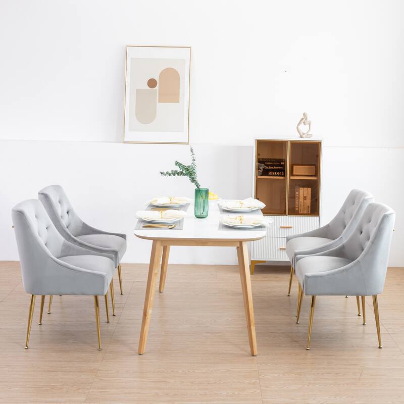 XINMICS Mid-Century Modern Velvet Dining Chair, Upholstered Parsons Chair, Set of 2
