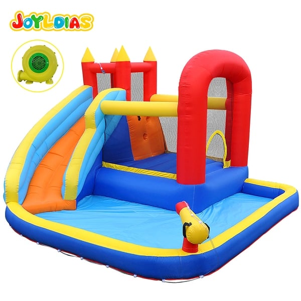 slide 2 of 15, Outdoor Inflatable Bouncers Castle with Water Gun Toys and Slide