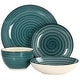 preview thumbnail 2 of 5, Elama Gia 24 Piece Round Stoneware Dinnerware Set in Dark Green