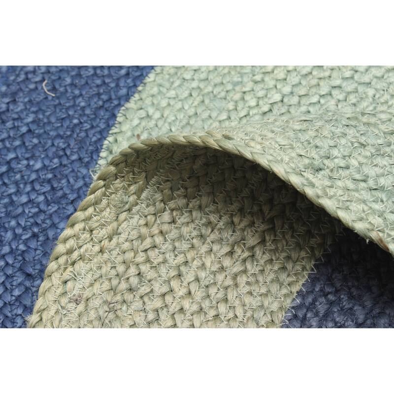 ECARPETGALLERY Braided Weave Palas Denizli Light Green Jute Rug - 3'3 x 3'3