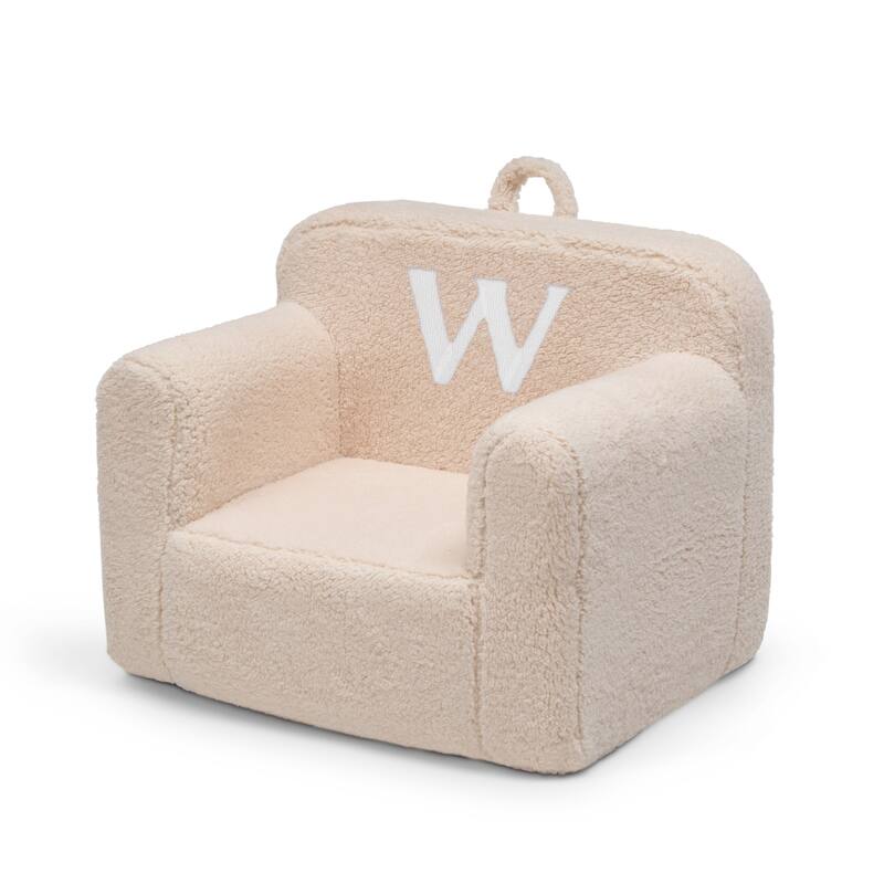 Personalized Monogram Cozee Sherpa Chair - Customize with Letter W - Foam Kids Chair for Ages 18 Months and Up