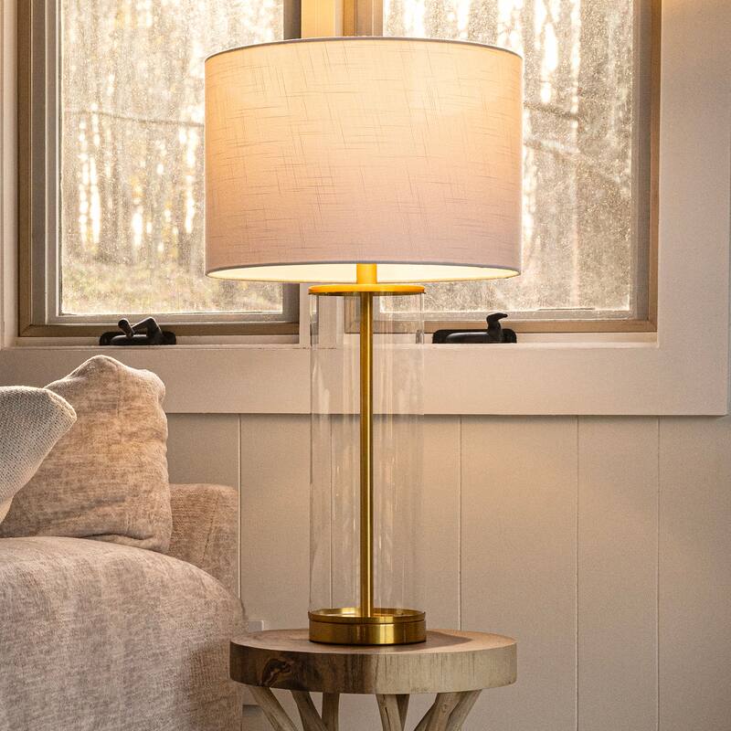 Parish 29" Glass LED Table Lamp, Clear/Chrome by JONATHAN Y