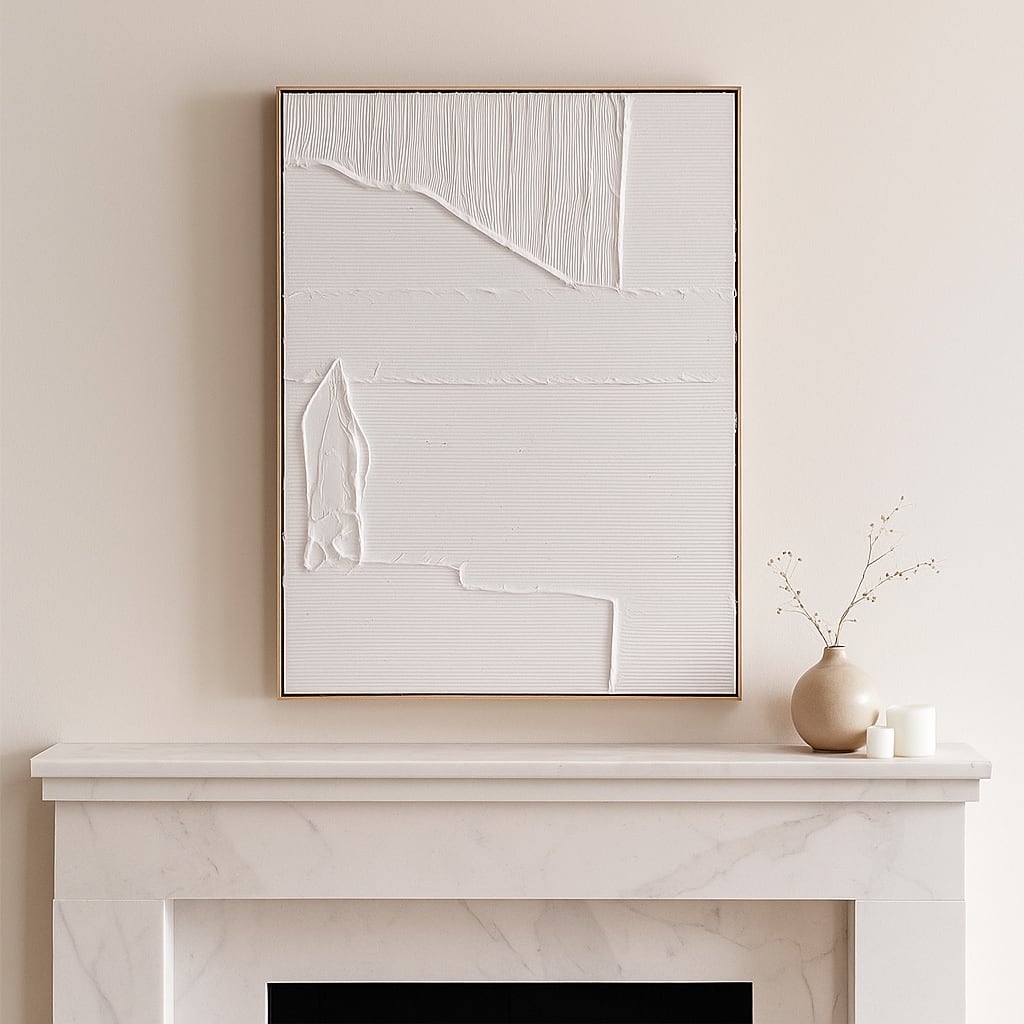 Decorative Textured Lines Wall Art Decor - 48", White