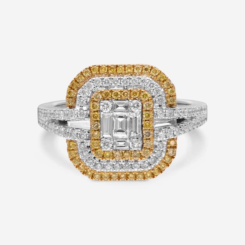 Gregg Ruth 18K White and Yellow Gold, Diamond and Fancy Yellow Diamond Engagement Ring Sz. 6.5