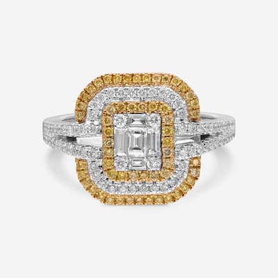 Gregg Ruth 18K White and Yellow Gold, Diamond and Fancy Yellow Diamond Engagement Ring Sz. 6.5