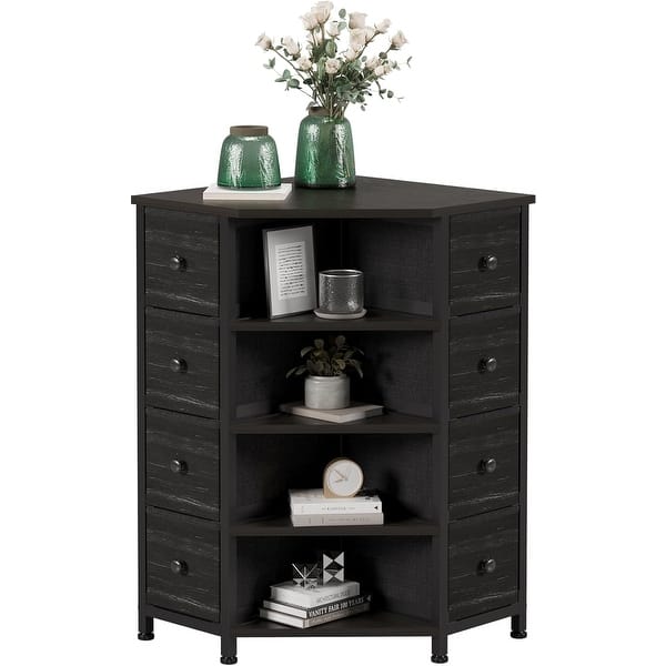 grey corner dresser 8-Drawer with Storage Fabric Drawers and Open Shelves for Small Spaces, Bedroom, Entryway, Living Room - Bed Bath & Beyond gold accent