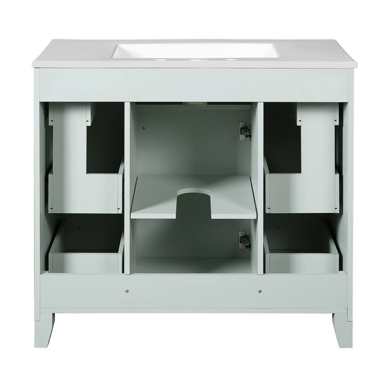 Bathroom Vanity with Sink, Bathroom Cabinet with Adjustable Shelf, Bathroom Storage Cabinet with 3 Drawers and 1 Door