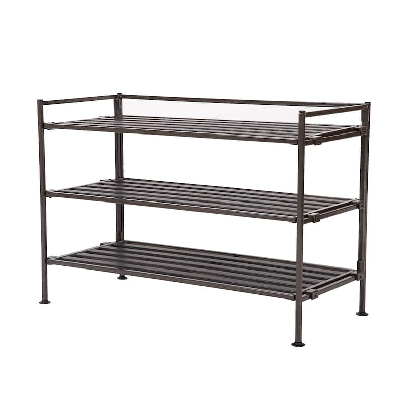 Seville Classics 3-Tier Stackable 9-Pair Resin Slat Shoe Rack