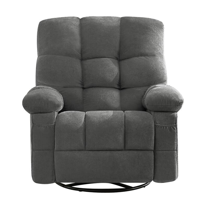 Massage Swivel Recliner Chair with Vibration Massage and Lumbar Heating for Adults, Oversized Recliner Single Sofa with USB