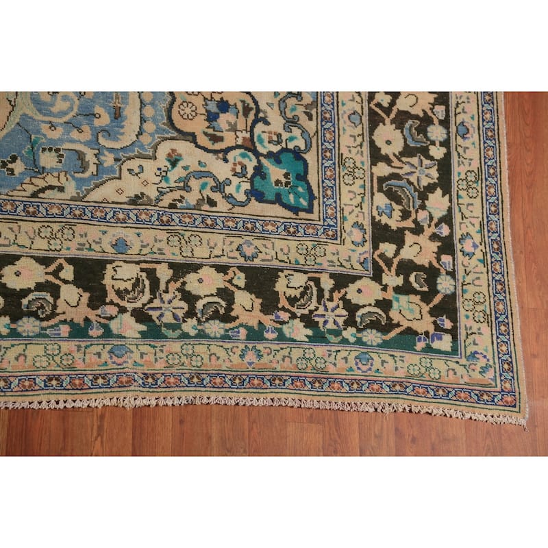 Traditional Floral Mashad Persian Rug Handmade Wool Carpet - 9'9"x 12'6"