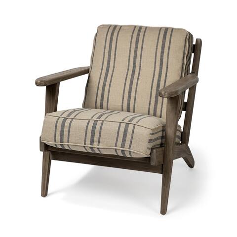 Olympus III Striped Brown Jute Wrapped Wooden Frame Accent Chair