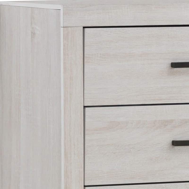 Dresser with 6 Drawers and Metal Bar Pulls, White